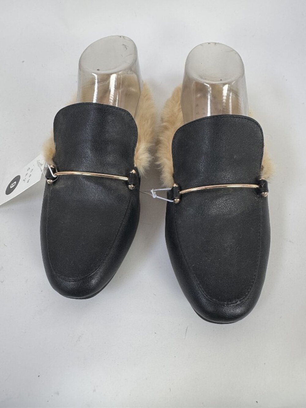 A New Day Black Faux Fur Lined Loafers With Gold Accent Size 9 NWT